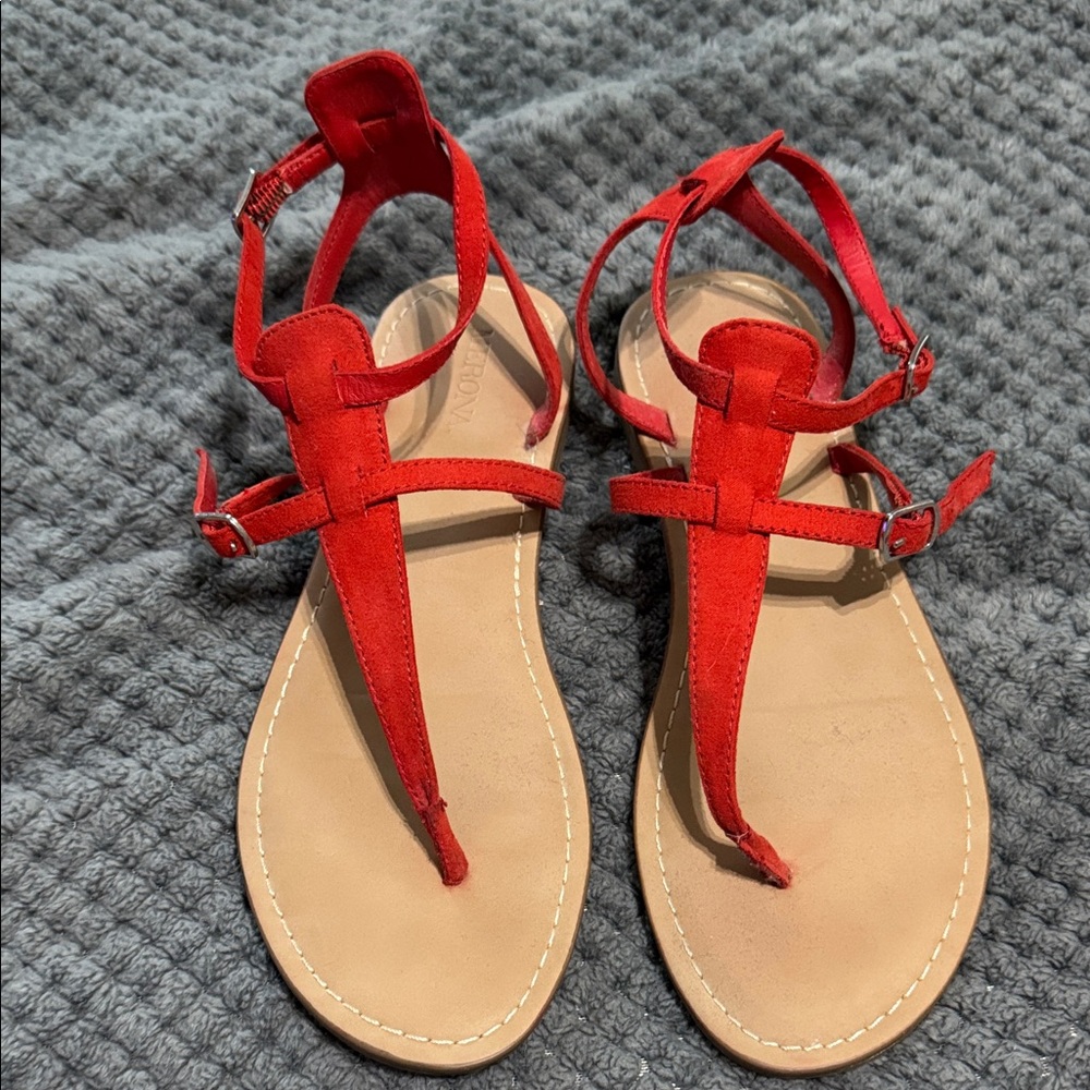 Merona Vibrant Red T-Strap Sandals